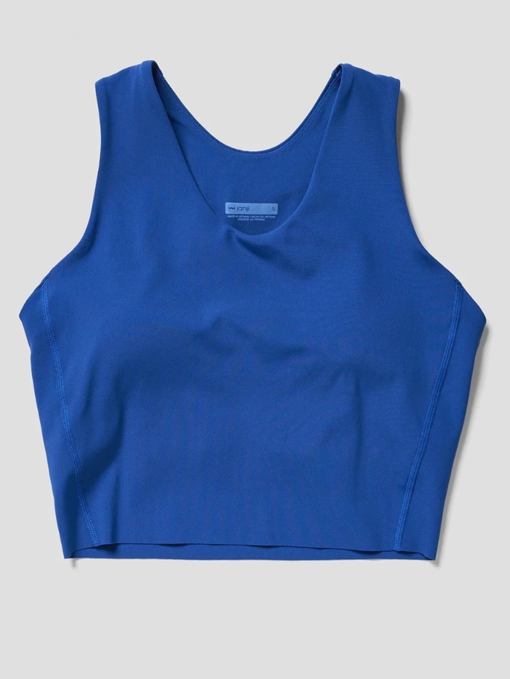 Janji Groundwork Knit Top Sleeveless Long Bra Crop Tank Sapphire Blue